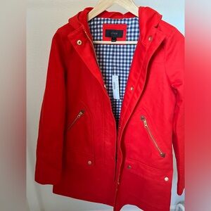 J.Crew Chateau Trench Coat Bright Red, Size 0